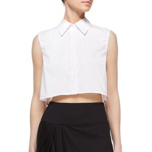 Milly Sleeveless Poplin Crop Blouse (light pink)
